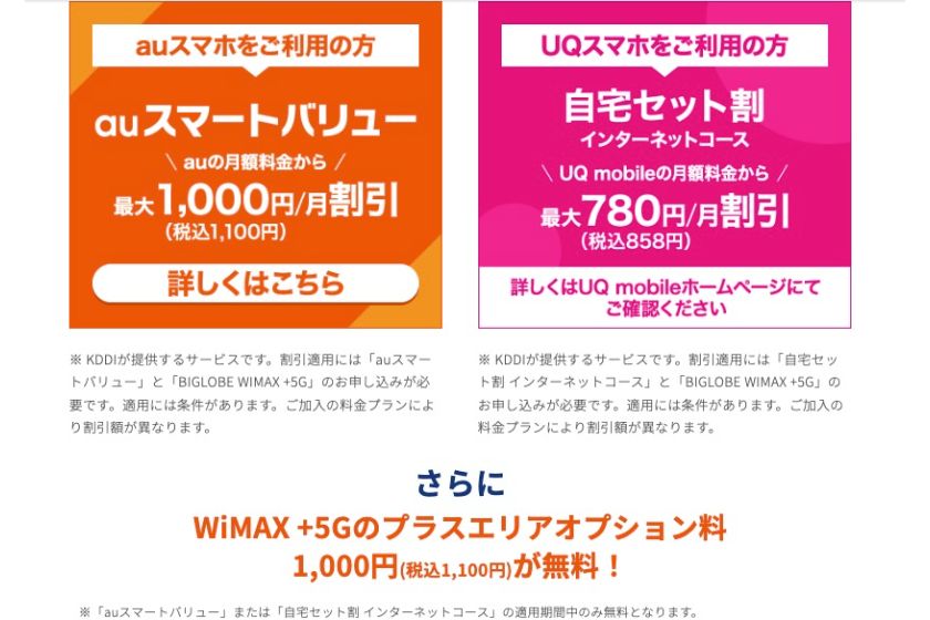 auスマートバリュ、UQセット割